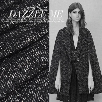

Classic black and white wool fabric winter coat fabric thick heavy imported 98% wool knitted wool