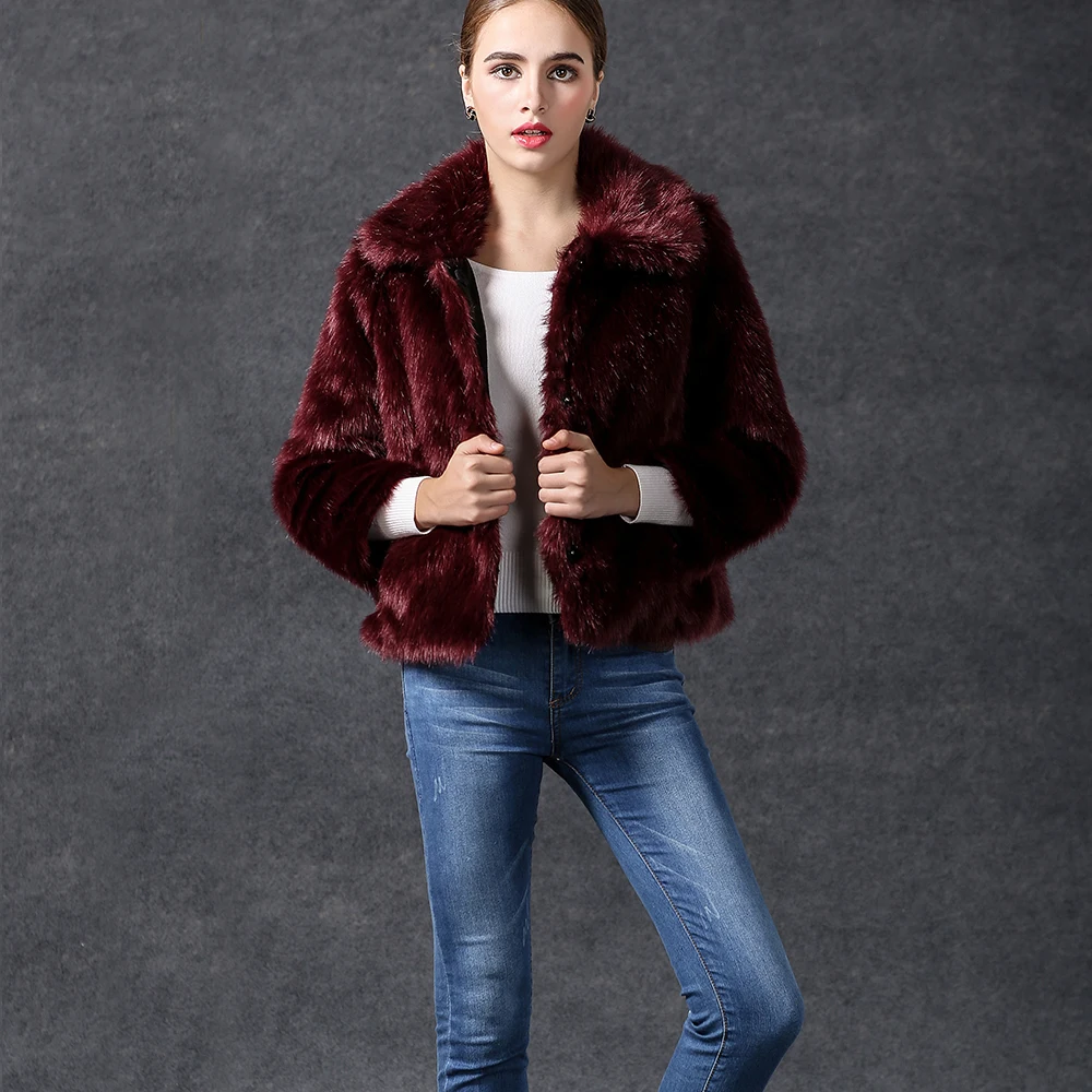 FASHION&BRAND 15STR001 Women's Clothing purple outer wear Faux Fur coat