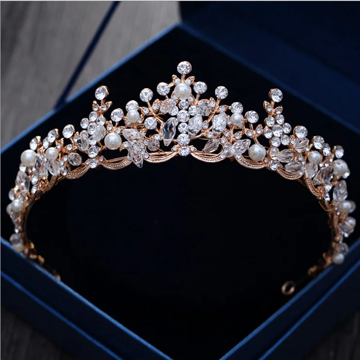 Barogirl Gold Wedding Crown and Tiara Bridal Butterfly Queen Princess Crystal Headband for Women and Girls  (4)