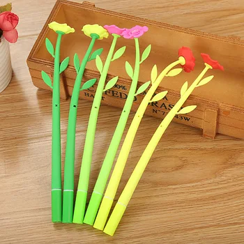 

40 PCs Creative Simulation Camellia Neutral Pen Cute Cartoon Learning Stationery Office Supplies Water-based Signature Pen