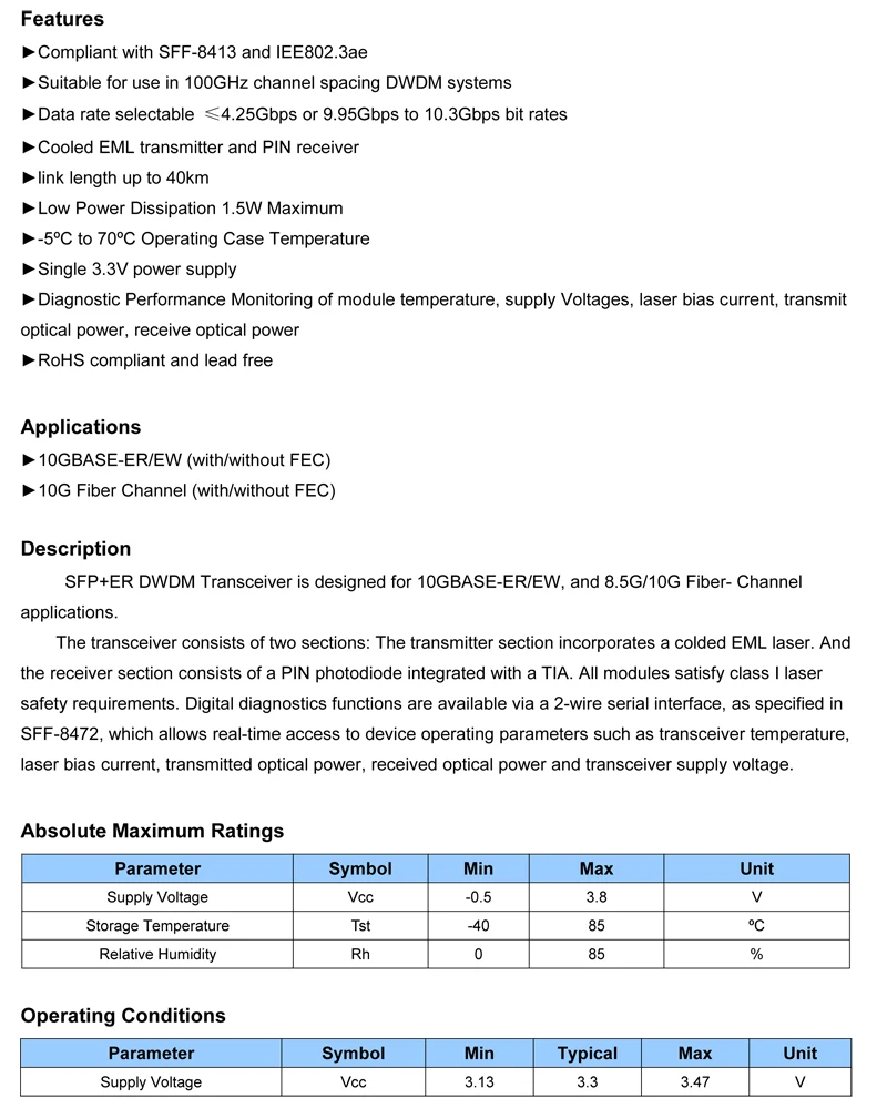 DWDM-SFP+-ER - -1 