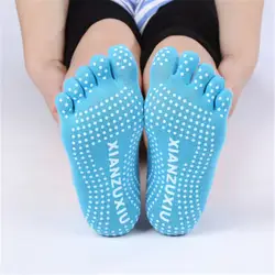 Для женщин с принтом носки с буквами хлопковая спортивная одежда в горошек Цвет ful носок упражнения Нескользящие взрослых Массаж ног танец