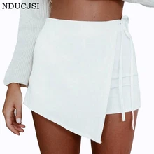 

NDUCJSI 2018 Shorts Europe and the United States Womens Irregular bandages Summer Models Thin Mid Waist Zipper Fly Shorts Skirts