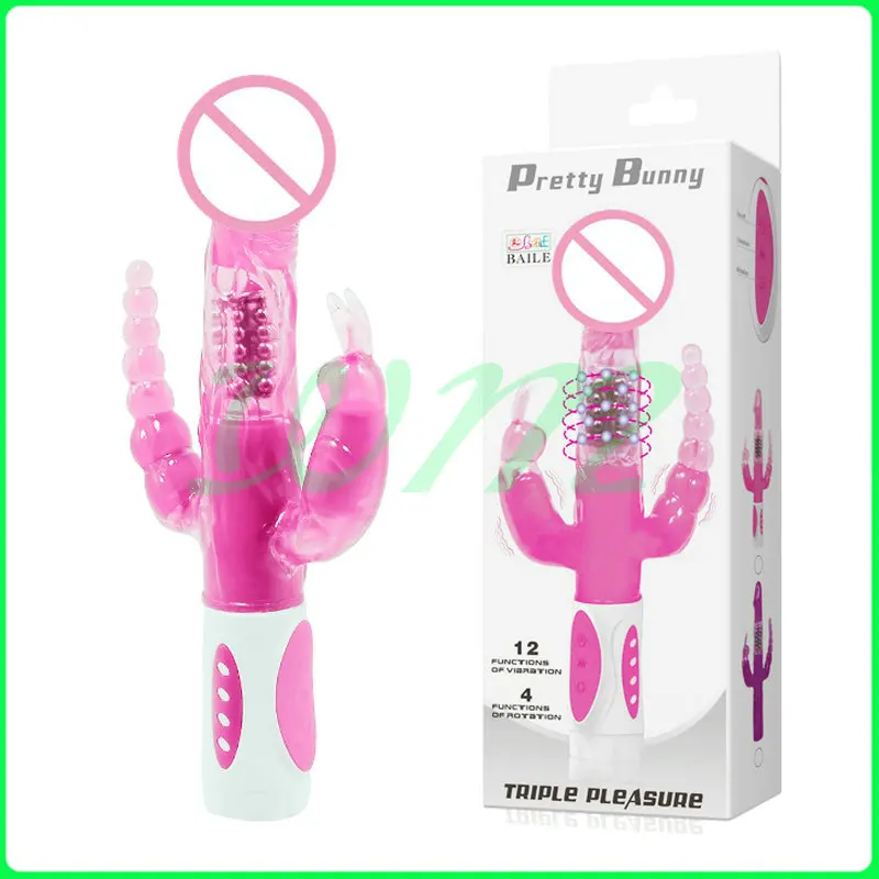  BAILE 12 Speed rabbit vibrator & anal vibrator 4-function rotations sex toys for woman sex machine dildo vibrator Sex products 