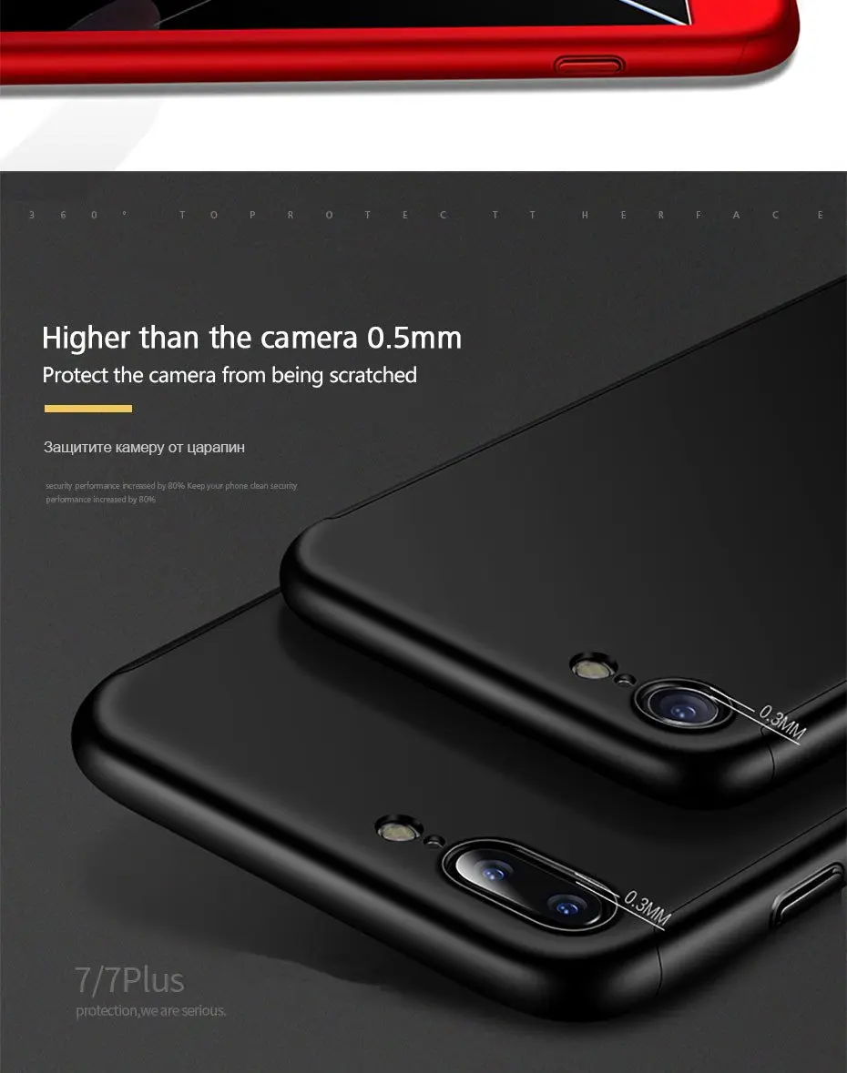 Luxury 360 Degree Phone Case for iPhone 5 5S SE 6 6S 7 8 Plus Fundas Plastic Full Cover for iPhone X XR XS Max Cases with Glass iphone se silicone case