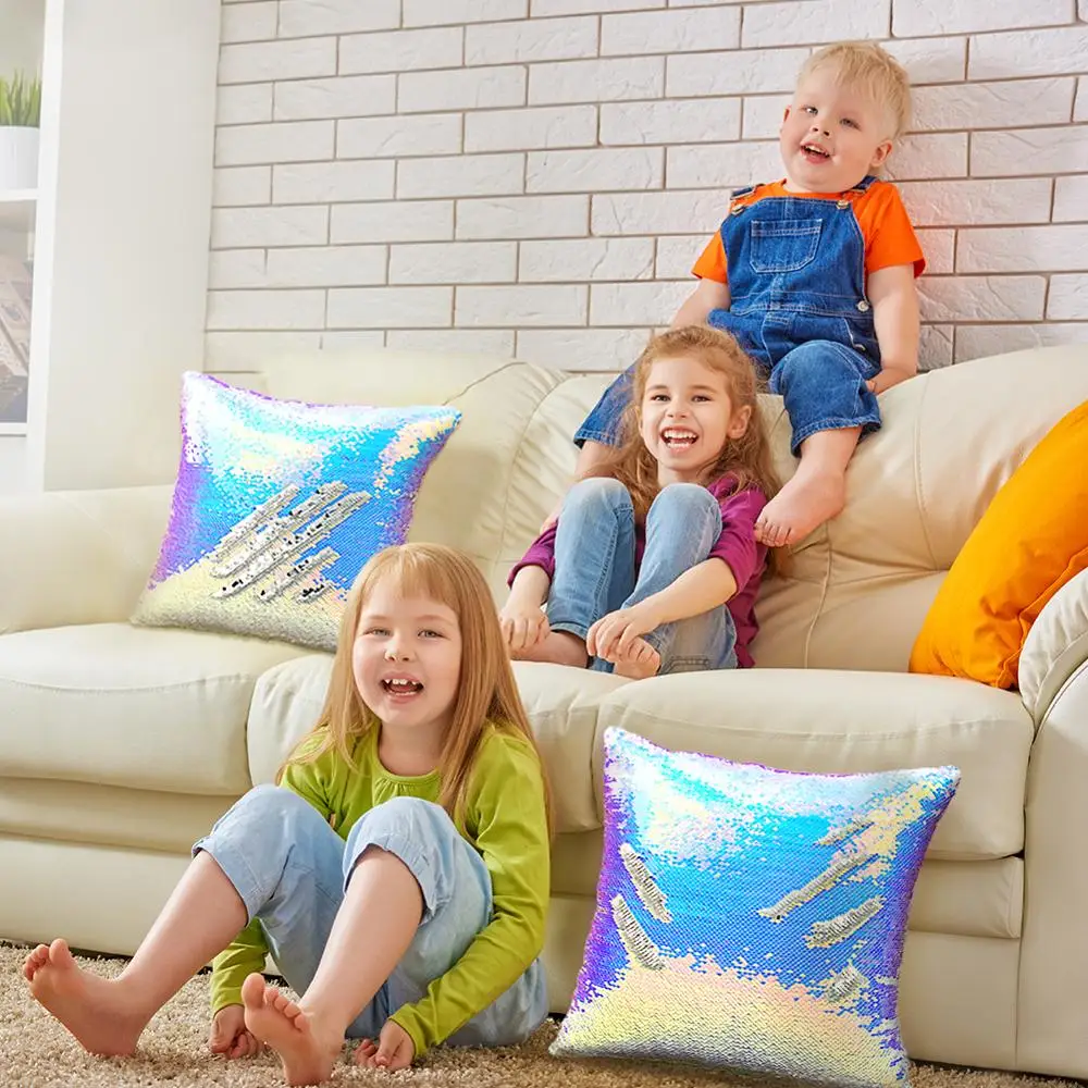 

Icosy Home DIY Mermaid Sequin Pillow Cover Magical Color Changing Reversible Pillowcase Cushion Festive Gift DropShipping
