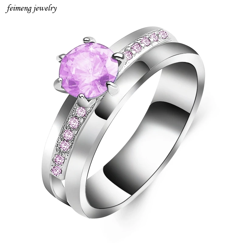 

Wholesale Round Cut AAA Multi-Color CZ Silver Color Ring Love Style Women Gift High Quality Copper Gift
