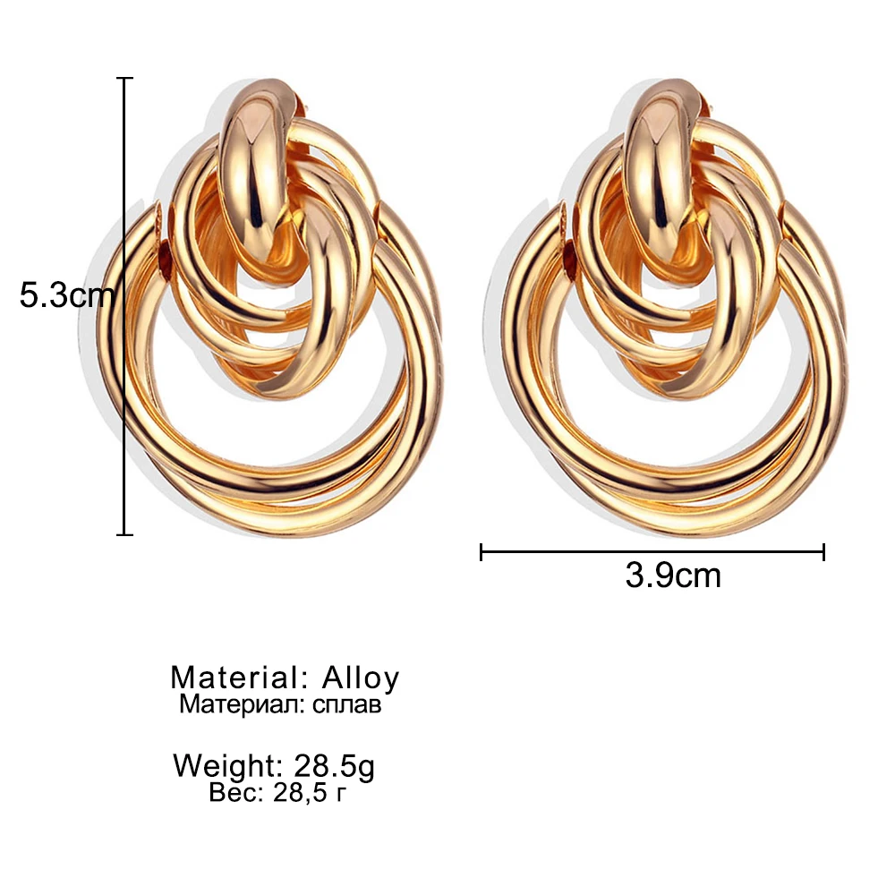 Винтажные Золотые Большие серьги в стиле панк, модные массивные геометрические трендовые Женские Висячие серьги, металлический сплав, гламурные серьги, ювелирное изделие