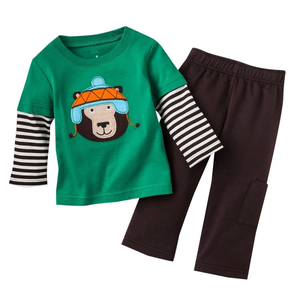6 компл./лот, комплекты детской одежды с обезьянкой, футболка с длинным рукавом+ штаны, пижамы для детей 1-5 лет, ST35