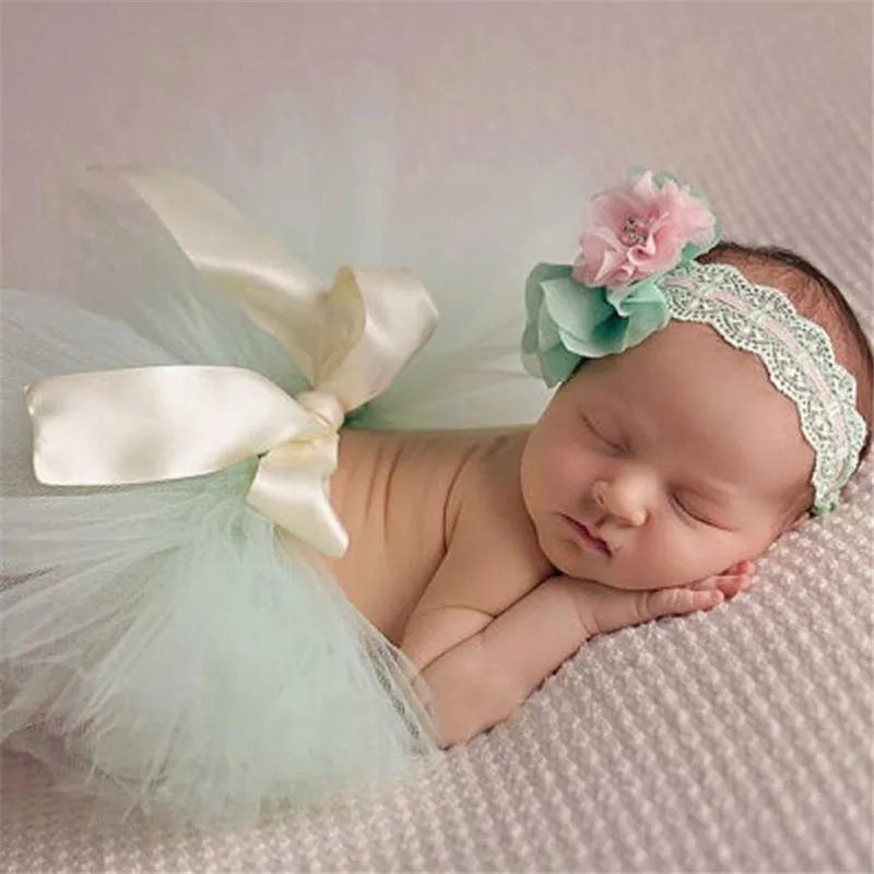 2Pcs Baby Newborn Photography Props Baby Tutu Skirt Photo Props and Flower Headband Hat for Newborn baby Photography Accessories baby boy souvenirs and giveaways	 Baby Souvenirs