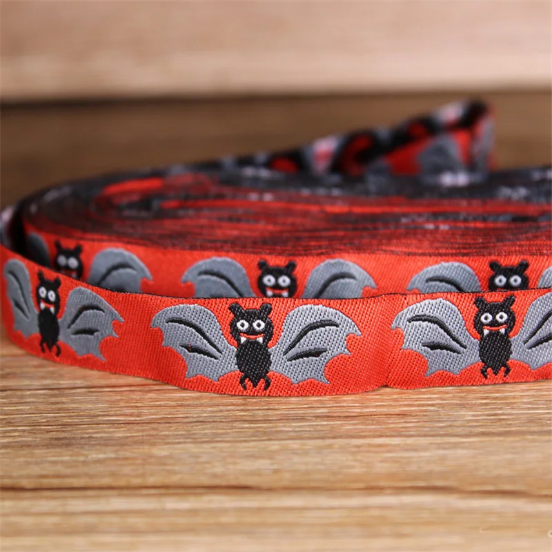 

NEW wholesale 5/8" 16mm 10yards/lot 100% Polyester Woven Jacquard Ribbon handmade bat Free Shipping