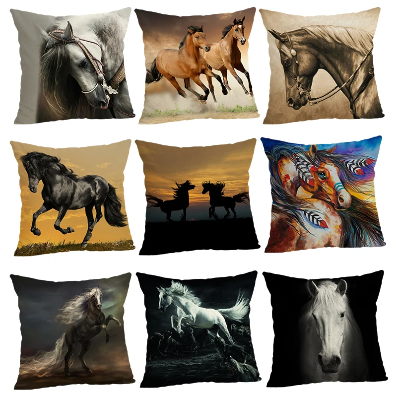 Fashion cushion cover Horse pillow case cojins/almofadas 45Cmx45Cm Square Valentine Day Gift Handmade 3D Throw Pillows | Дом и сад