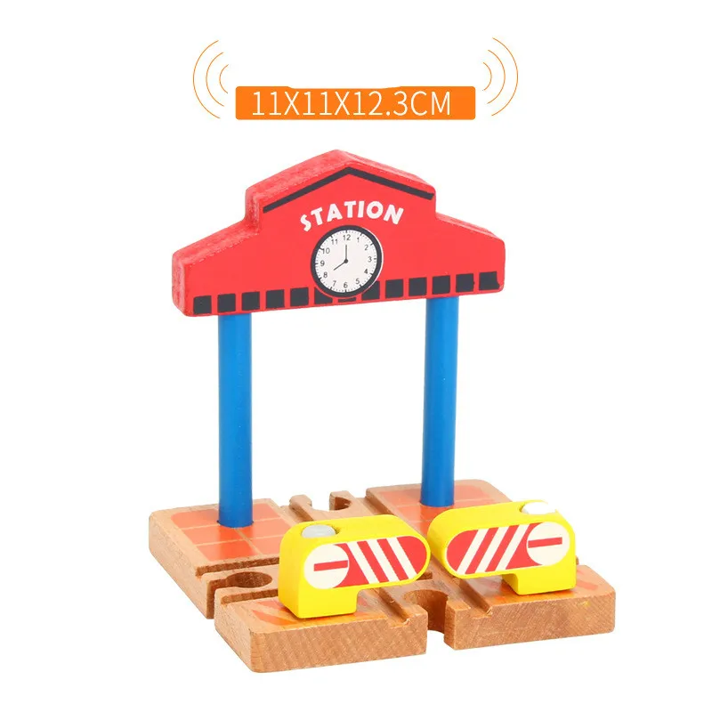 EDWONE-новинка, деревянная железная дорога, маленькая заправочная станция, слот для поезда, аксессуары, оригинальная игрушка для детей, рождественские подарки, подходят для Томаса Биро, игрушки - Цвет: Clock