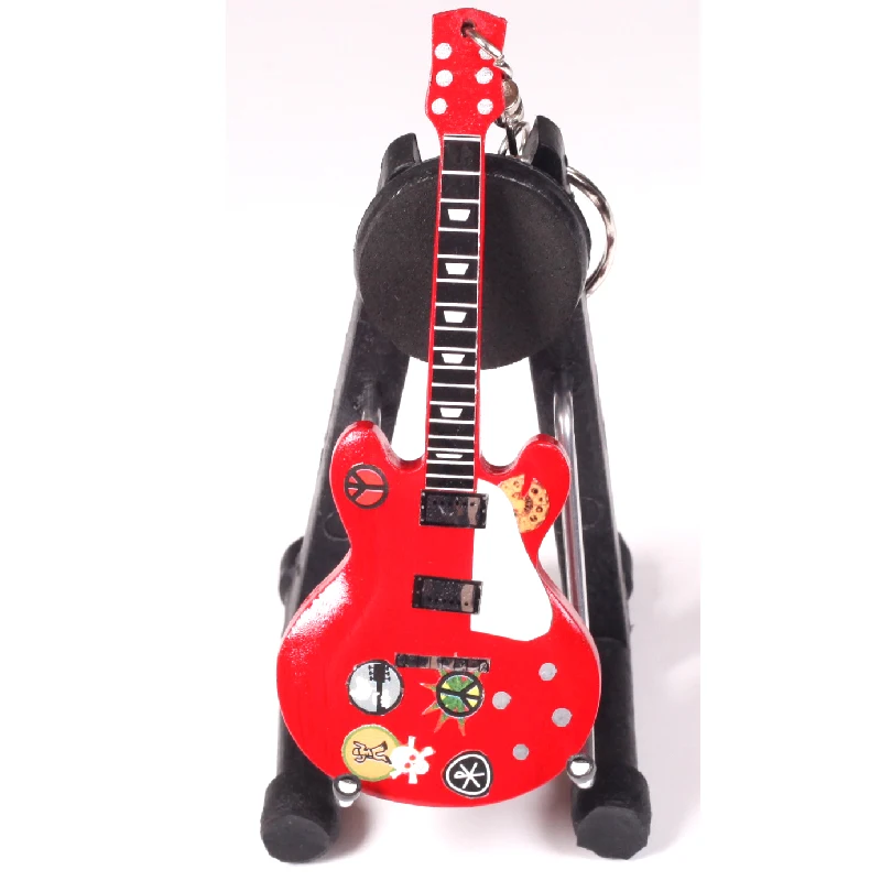 IM деревянный миниатюрный брелок-гитара с 15 различными моделями, двойные шеи гитары - Цвет: 029