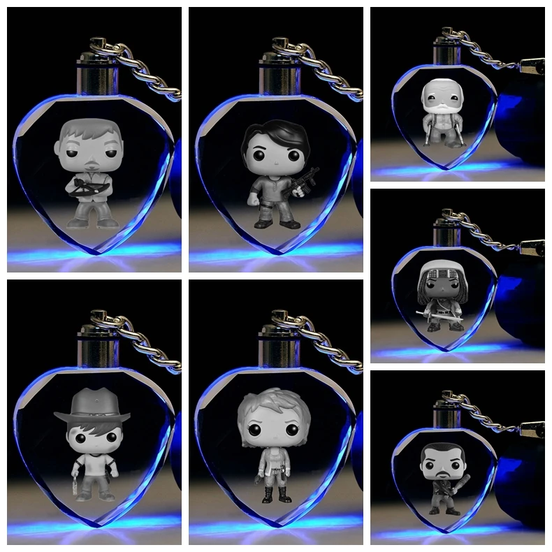 

The Walking Dead Heart shaped Anime LED Key Chains Figure Keyring Crystal Toy Keychain Light Keyholder Unisex Gifts NEW