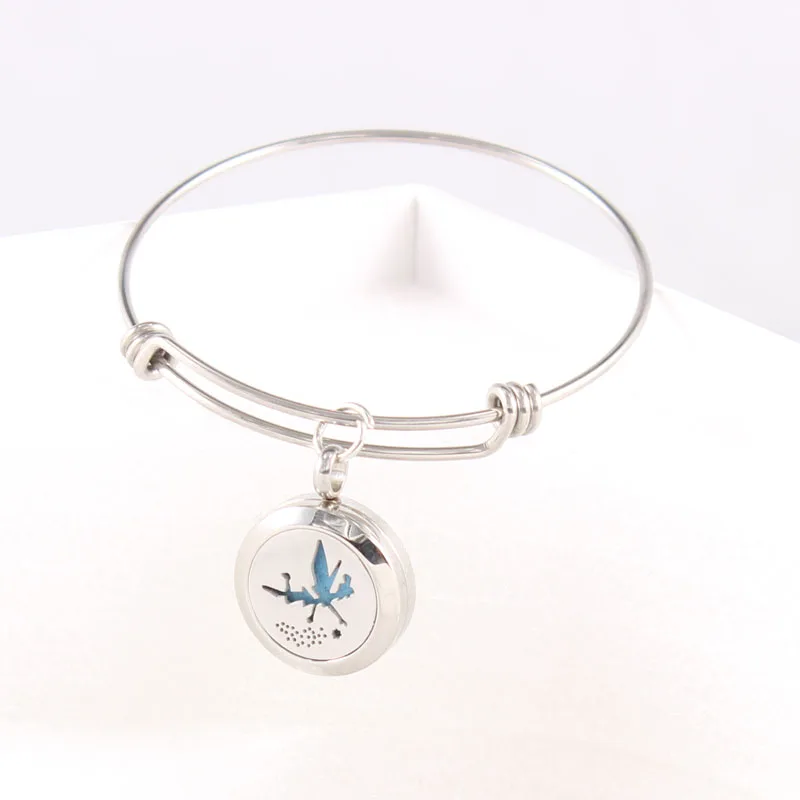 20mm Angel Essential Oils Diffuser Locket Bracelet Stainless Steel
