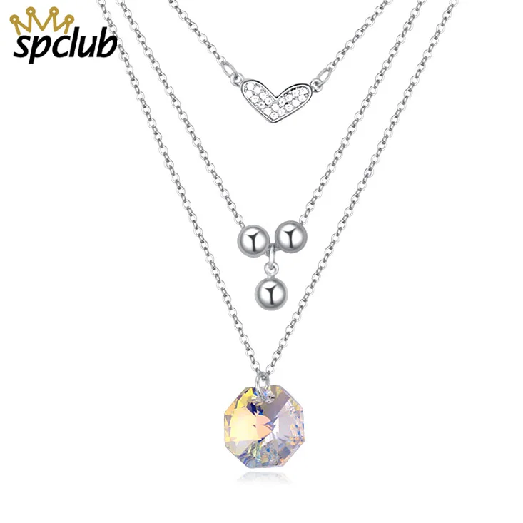 

Crystal from Swarovski geometry Octagon Fashion Multilayer Tassels Bar Necklaces Bead Choker Pendants Necklaces For Women Bijoux