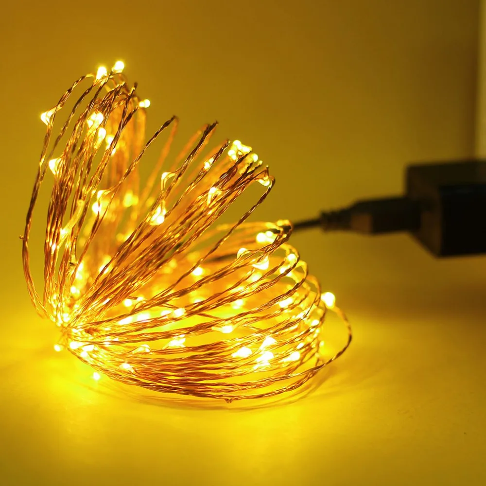 

5/10m wire 100-LED Fairy Brilliant String Light USB Operated Waterproof Wedding Party Festival Decoration