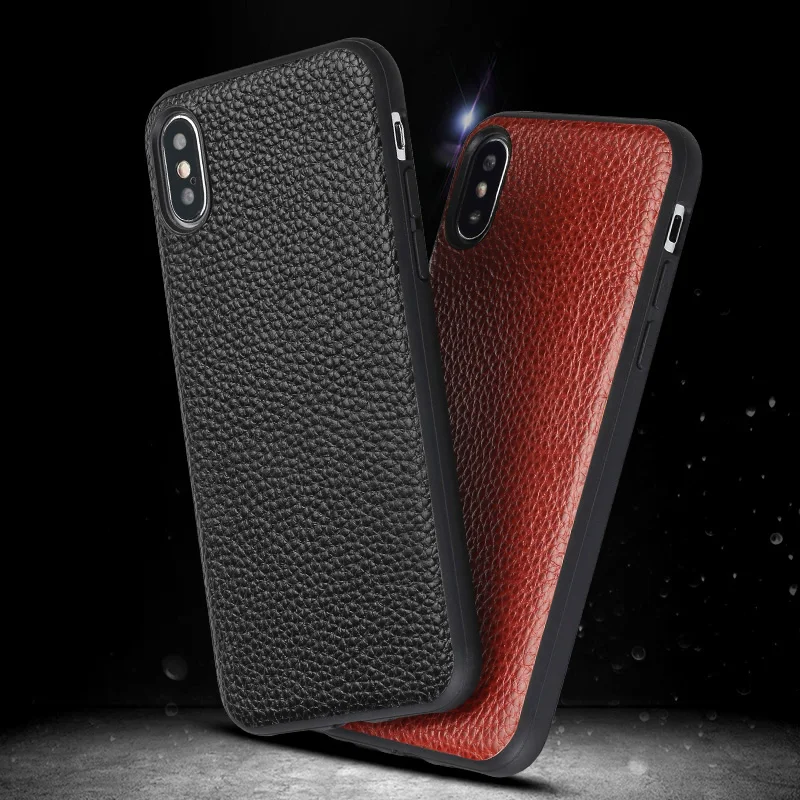 

Luxury Phone Case For iPhone X XS Max XR 6 6S 7 8 Plus 8plus Case Litchi Lychee Texture Original Cowhide For Apple Back Cover