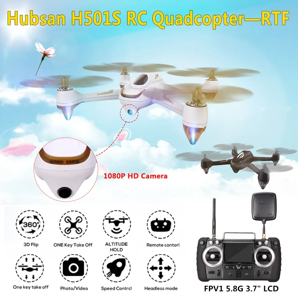 

Hubsan H501S X4 5.8G FPV Brushless Motor With 1080P HD Camera Built-in GPS 2.4G 4CH 6 Axle Gyro Transmitter RC Quadcopter RTF