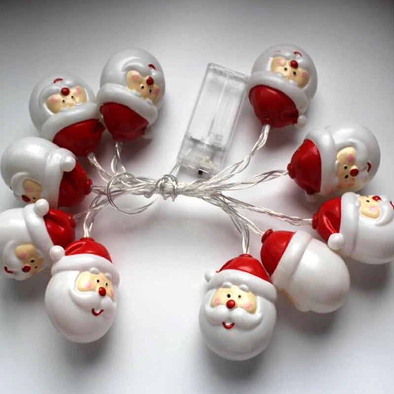 Light String Bulb Christmas Lights 10 Led Santa Claus Head 1.5M Battery Fairy Light Strings For Wedding Party Decoration  (9)