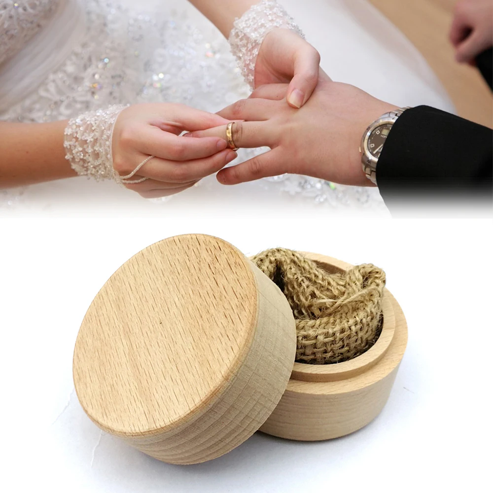

Creative Wood Round Ring Box No Logo For Wedding Ring Box Decoration Wooden Personalized Engraved Ring Box Wedding Ring Bearer
