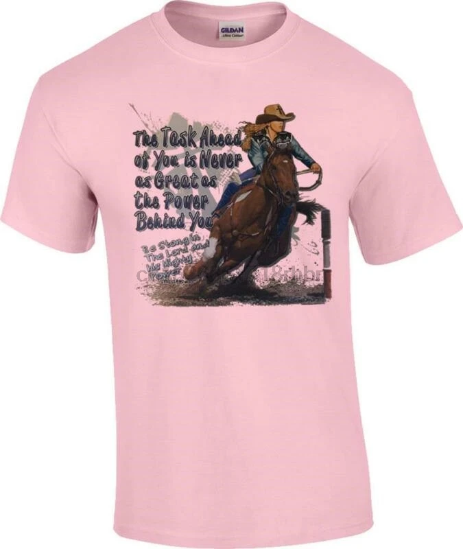 

Task Ahead Power Behind Barrel Racing Christian Rodeo Cowgirl T-Shirt