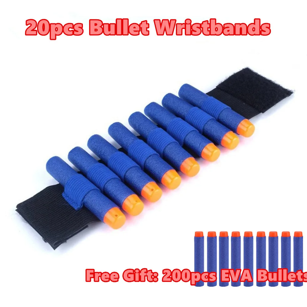 

EVA Bullets Wristband Safety ElasticWrist Strap Soft Darts Ammo Storage Bullets For Nerf Gun Access Wrist Belt Free Gift 1~20pc