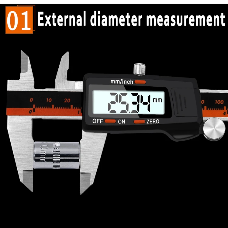 Description Picture 6 of item6-Inch 0-150mm digital calipers Stainless Steel Electronic Digital Vernier Caliper Metal Micrometer Measuring tool