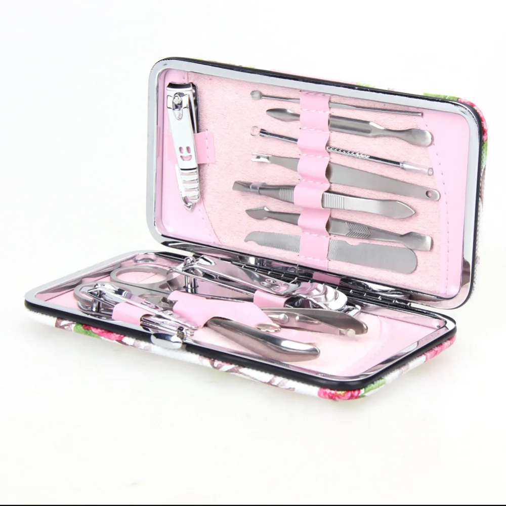 12pcs Complete Manicure Set Pedicure Scissor Nail Clipper Kit Nail Tools Tweezer Knife Ear pick Tools