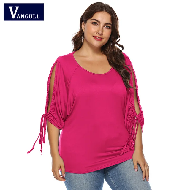 Vangull Fat Plus Size Blouse Women Big Tops Soft Modal Pleated