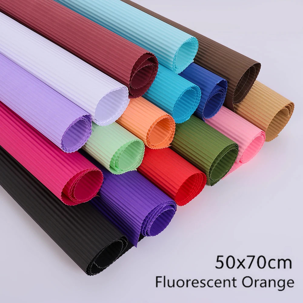 50*70cm DIY Handmade Colored Corrugated Paper Kid Scrapbooking Craft Supplies Wrapping Paper bouquet Packing Wedding Supplies