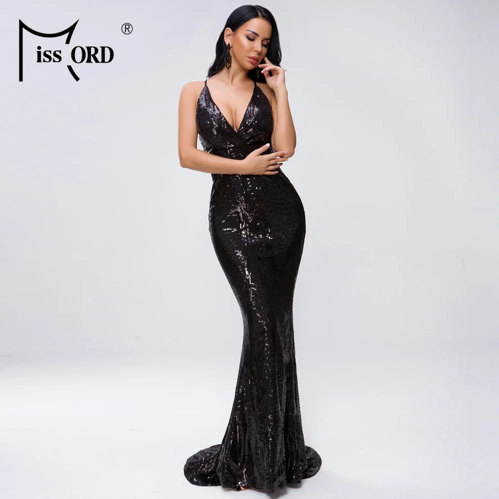 

Missord 2019 Women Summer V Neck Off Shoulder Retro Geometry Backless Sequin Dress Female Elegant Maxi Dress Vestdios FT8928-6