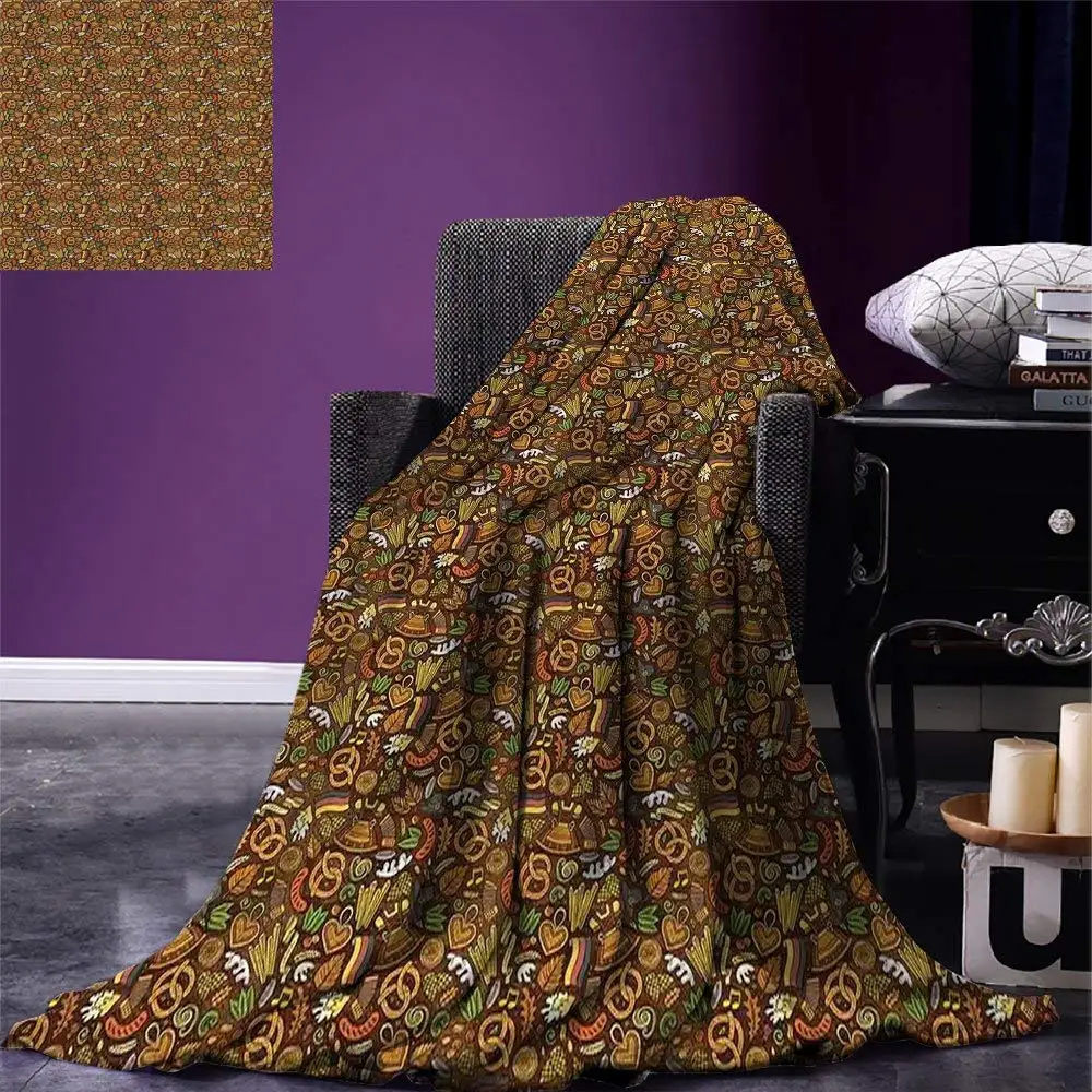 German Throw Blanket Cartoon Style Cute Deutschland Pattern with Flag