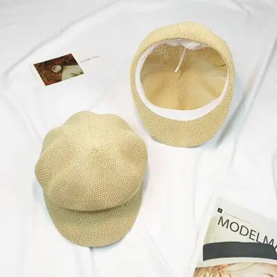 Hot Fashion Summer high quality Casual Unisex Beach Solid color Berets Sun Hat Panama Hat Paper Straw Women Men Cap - Цвет: 5