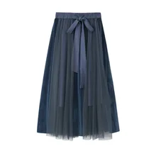 KIGO/элегантные длинные женские плиссированные юбки из тюля высокого качества летняя трапециевидная юбка-пачка кружевная сетчатая юбка женская юбка миди KI2844H