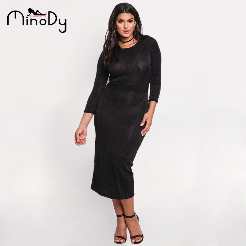 Classic long sleeve sheath dresses plus size island