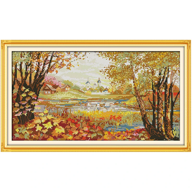 

Beautiful View of Lake (2) Counted Cross Stitch 11CT 14CT Cross Stitch Set Wholesale Cross-stitch Kits Embroidery Needlework