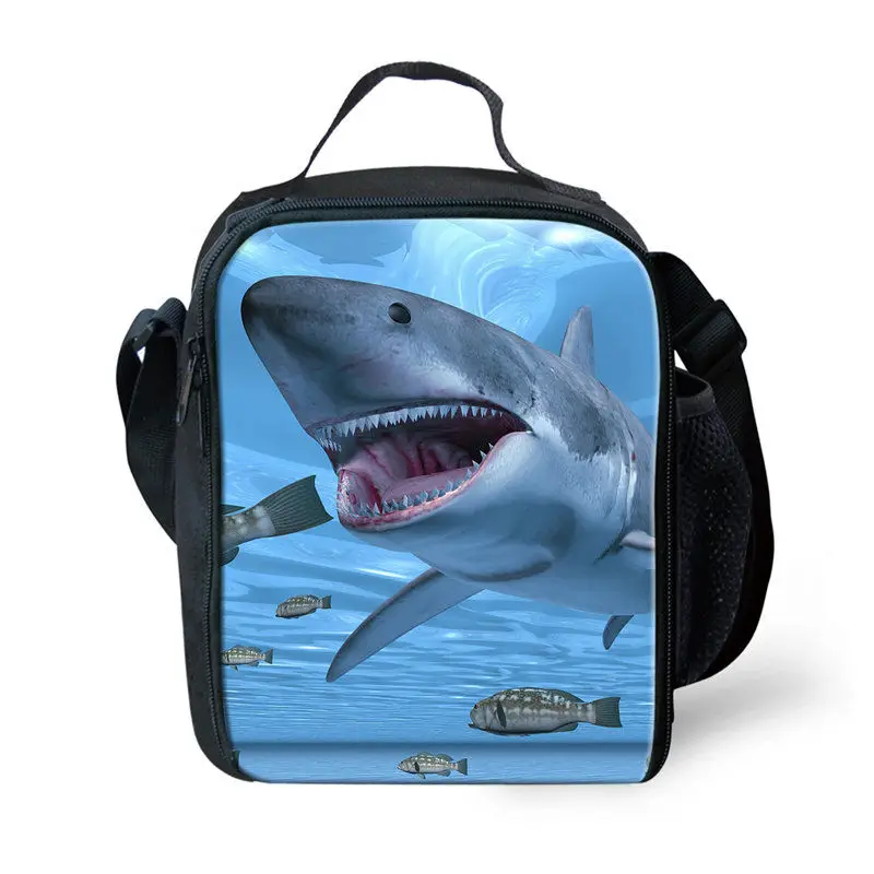 Офисные Сумки THIKIN Ланч-бокс с 3D принтом акулы милая детская Студенческая сумка