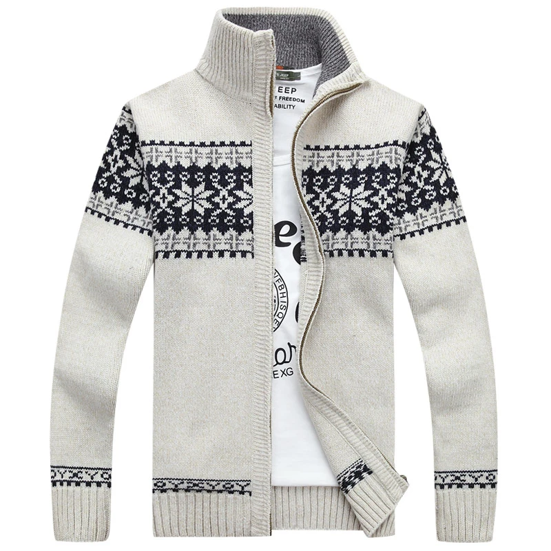 Bolubao Winter Sweater Men Fashion Quality Thick Warm Snowflake Christmas Sweater Male Cardigan Sweater Coat