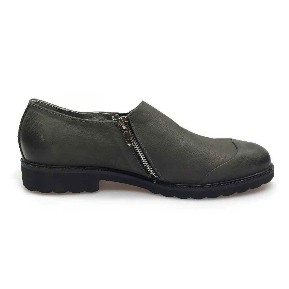 Luxus 2019 Mit Männer Männlichen Grau Gray Schuhe Aus Klassische Auf Vintage Zip Leder Echtem Grimentin Caual Neue Slip COPBZqnw