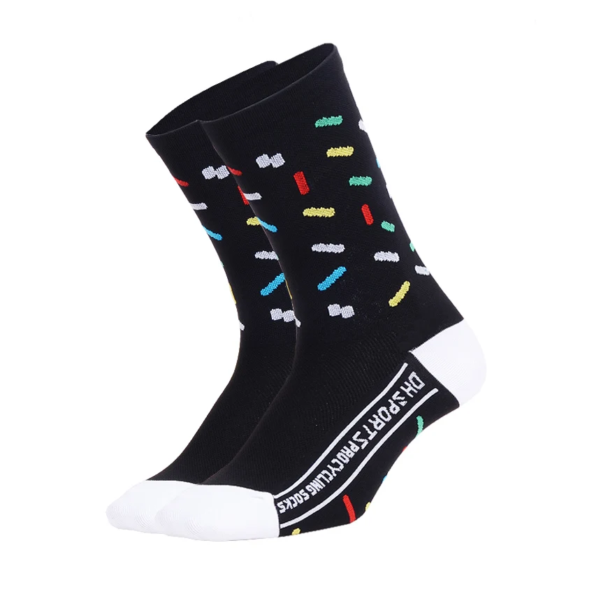 DH спортивные новые носки для верховой езды на горном велосипеде велосипедные носки мужские женские уличные беговые походные альпинистские Компрессионные носки - Цвет: Blcak White