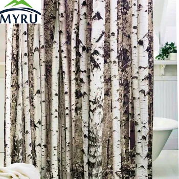 

MYRU New Creative Birch Tree Shower Curtain Forest Trees for Bathroom Decor Private Protective Unique Shower Curtians