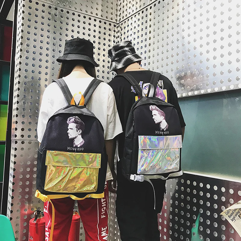 Menghuo Patchwork Women Backpack Laser Holographic Bag Mochila Feminino Silver Multicolor School Bags Leather Daypack Olografico (28)