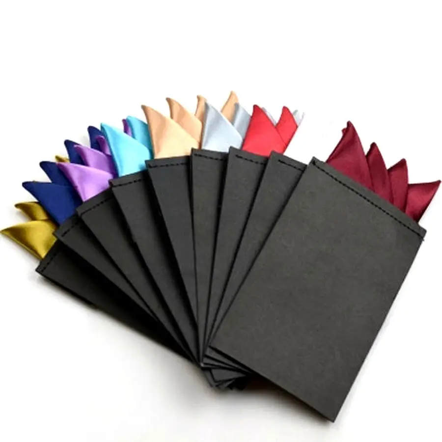 

Factory Men's Pre-folded Pocket Square Solid Handkerchiefs 20 Colors Formal Wedding Party Business Chest Towel Black White...