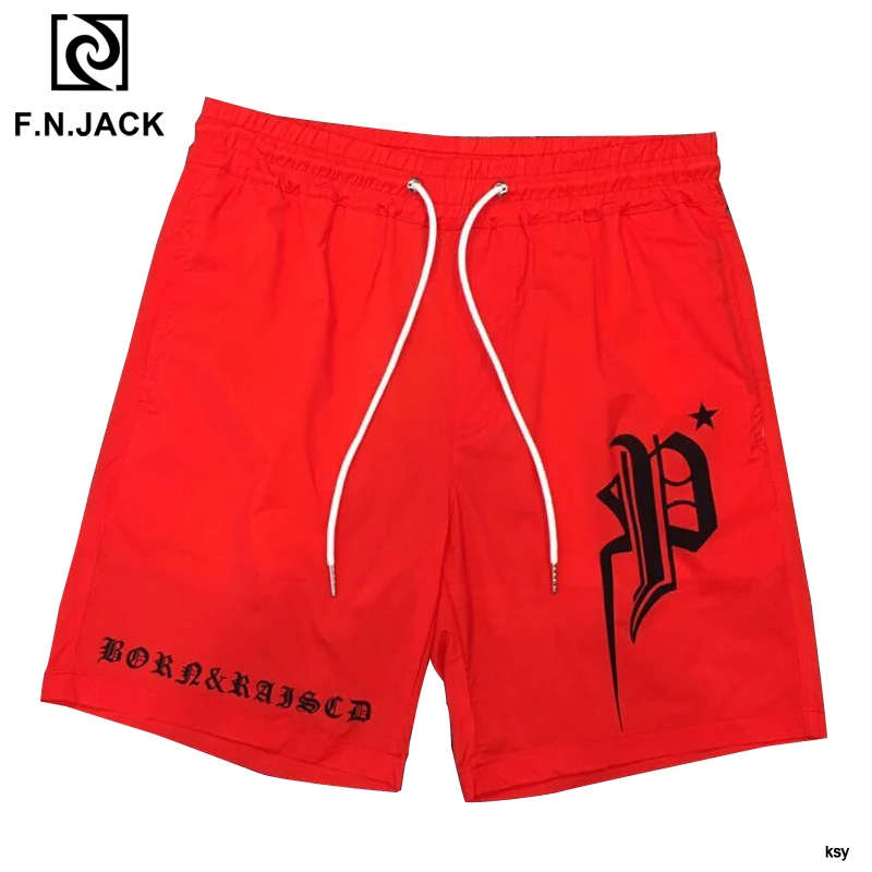 

F.N.JACK Casual Shorts Men 2019 Mens Summer Pant Cool Skull Pattern Beach Man Pants