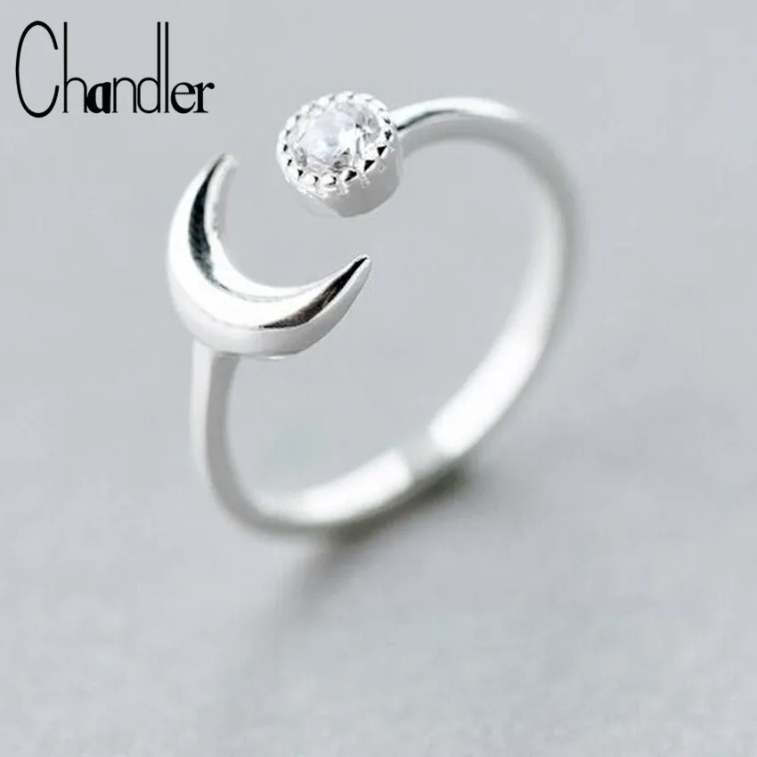 

Chandler Moon Ring For Women Brushed Dot Crystal Charm Wedding Band Pinkie Toe Finger Sweet Knuckle Bague