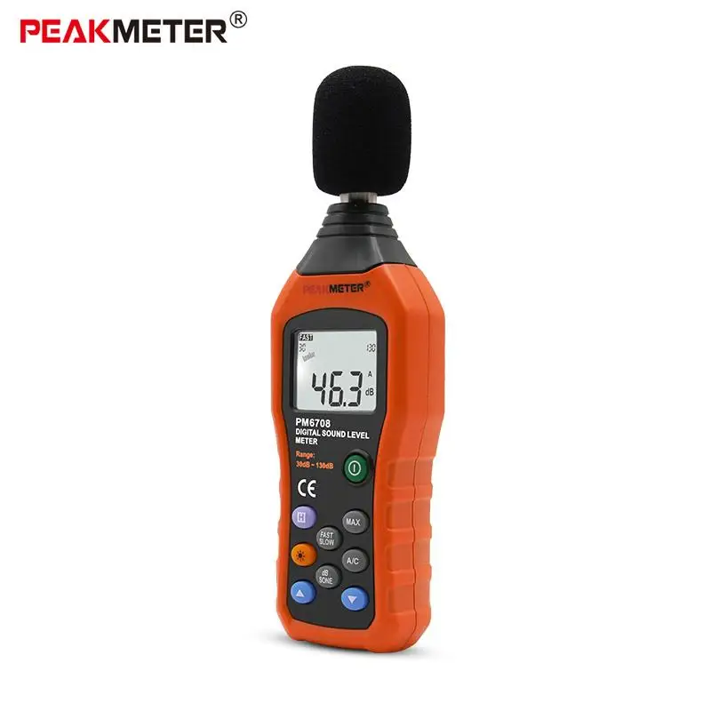 PEAKMETER lcd PM6708 цифровой аудио децибел измеритель уровня шума Тестер инструменты 30-130dB 30-130dBA 35-130dBC диапазон