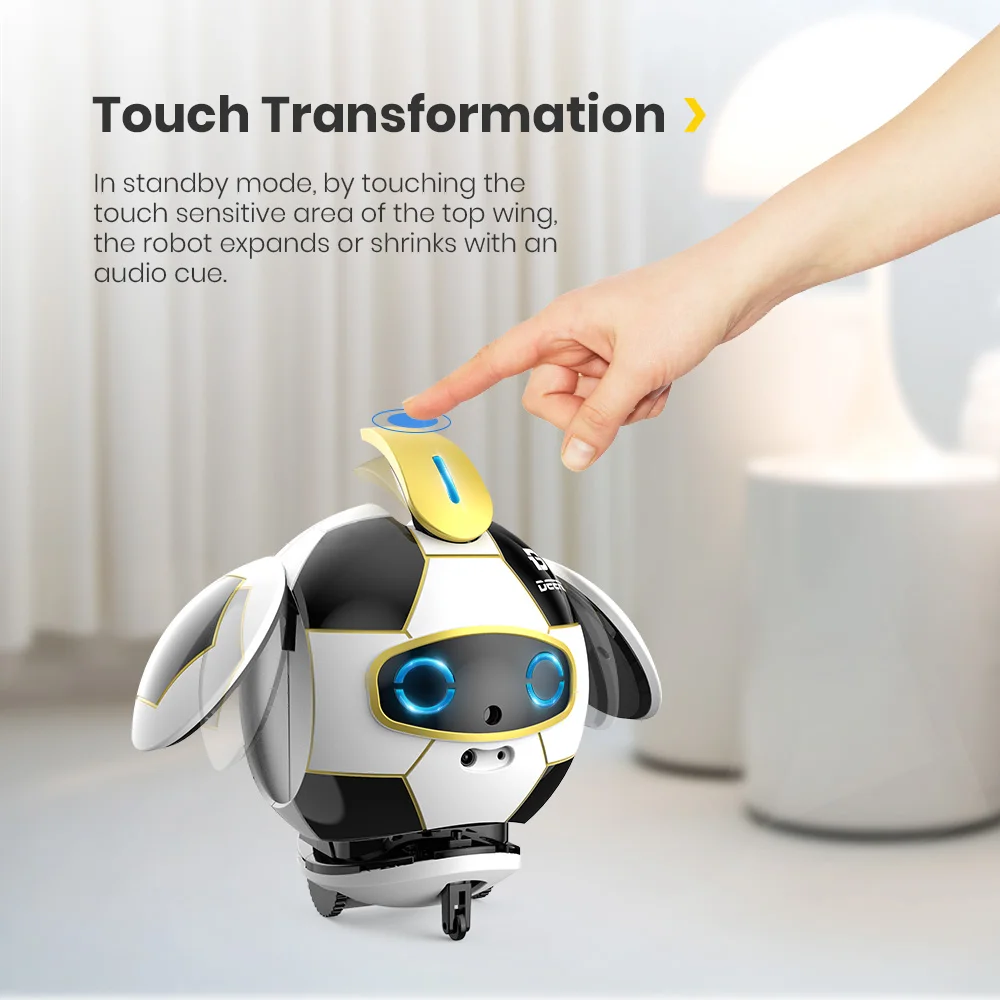 DEERC Smart Soccer Robot Toy Intelligent Touch Deformation With Sound Action Obstacle Avoidance Smart Induction Robots For Kids