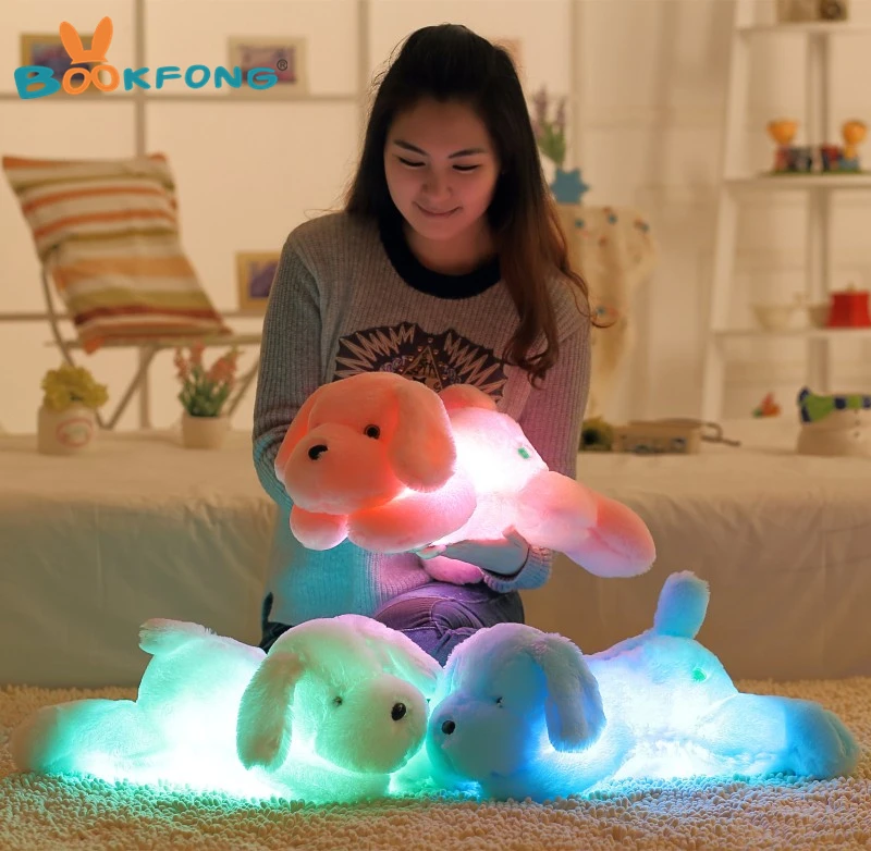 BOOKFONG 50 см длина креативный ночной Светильник СВЕТОДИОДНЫЙ милая собака мягкие и плюшевые игрушки лучшие подарки для детей и друзей